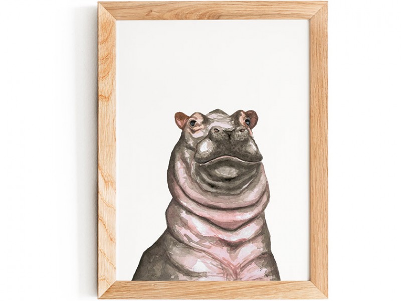 Water Colour Baby Hippo Print 