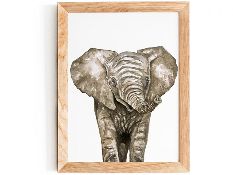 Water Colour Baby Elephant Print 