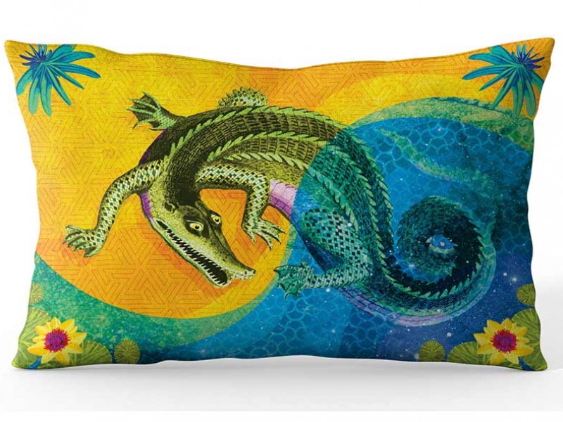 Africa Dreaming Collection Ramie Cushion Cover - Crcodile