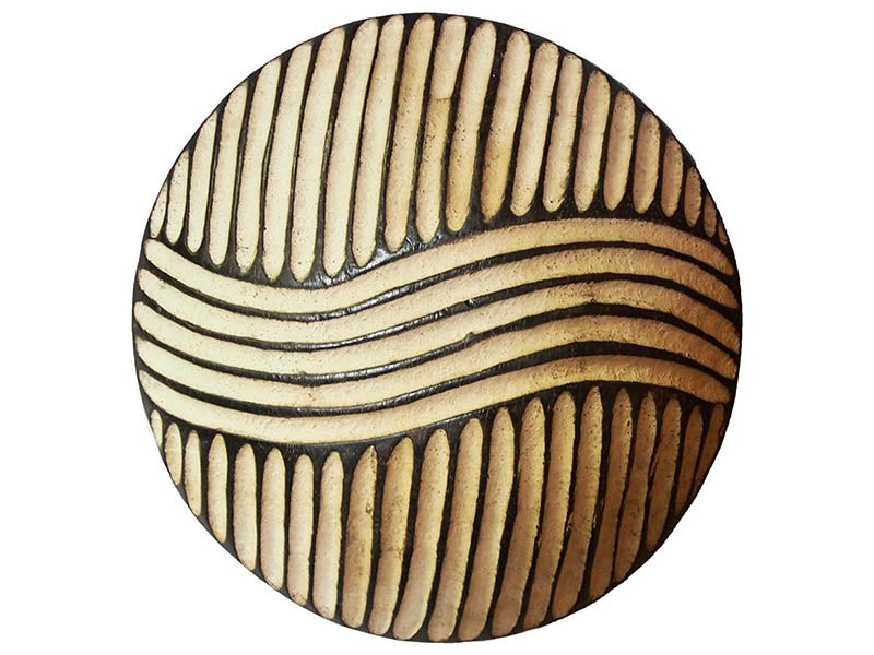 Small Carved Wood Shield - Wave - 3