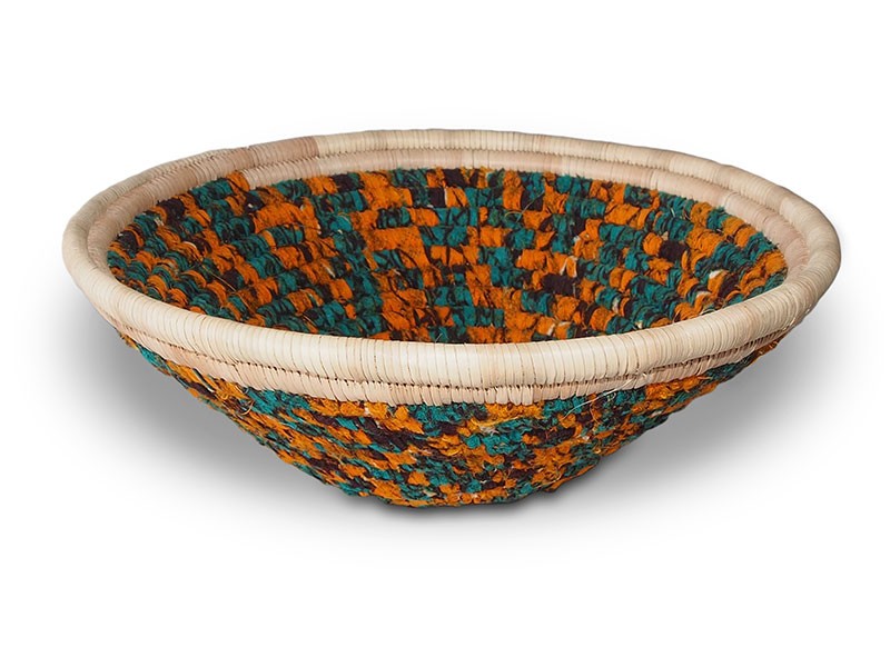 Chitenge Fabric and Grass Basket Chitenge Fabric and Grass Basket