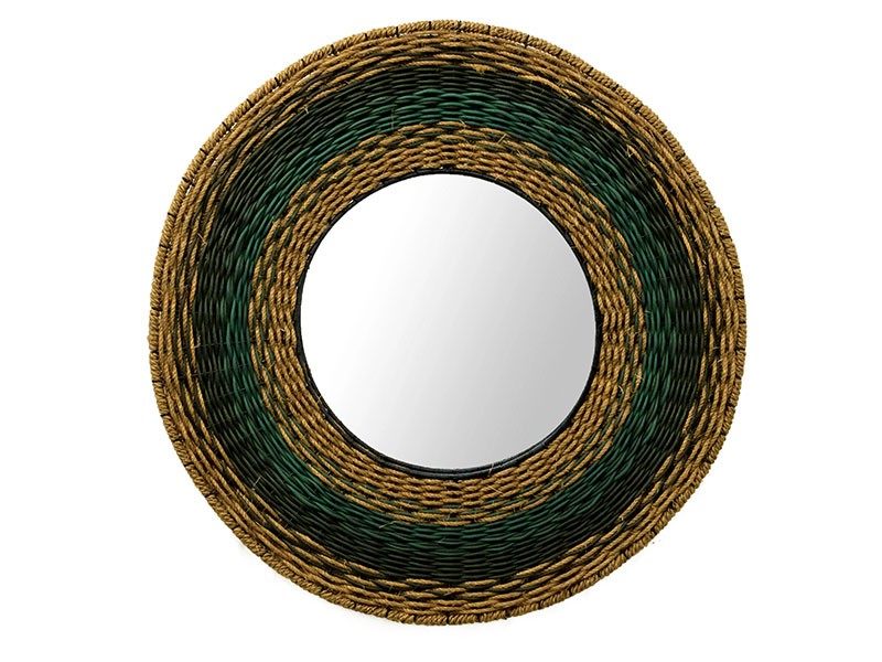 Large Round Mirror - Manilla and Military green