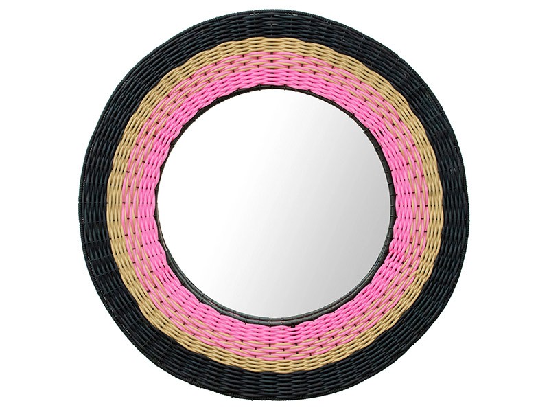 Medium Round Mirror - Black, Pink and Natural