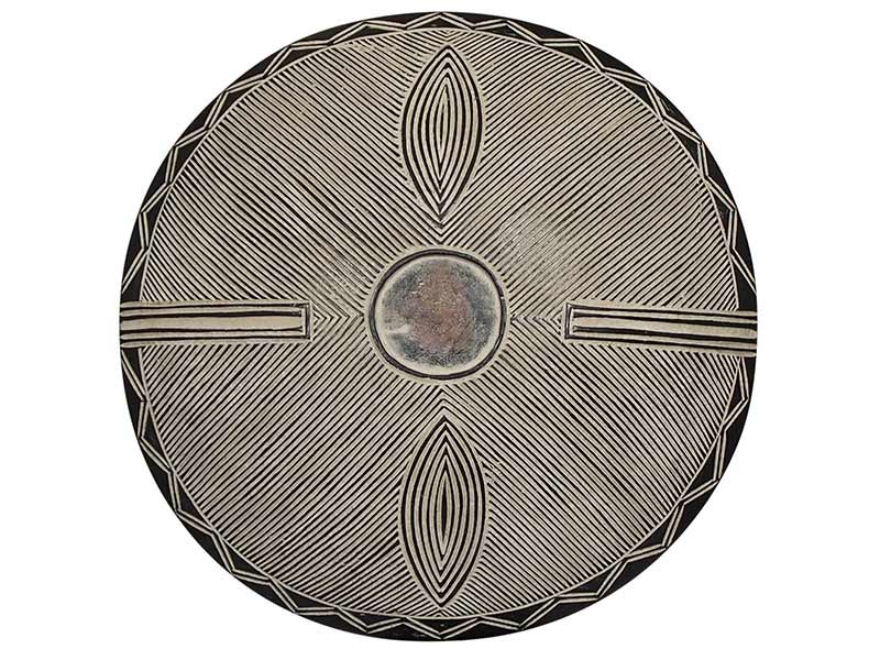 Carved Wood Shield with Leaf shapes - 15