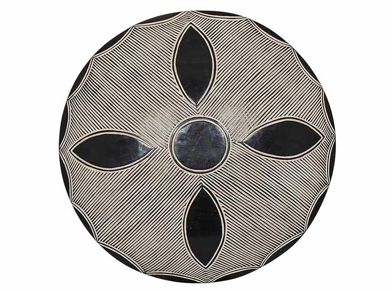 Carved Wood Shield with Dark Teardrops - 16