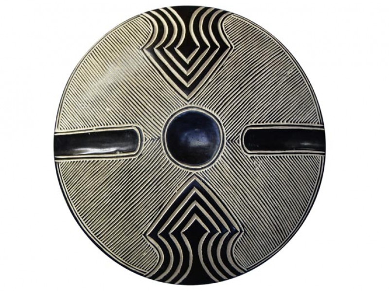 Carved Wood Shield with Circle Center - 10