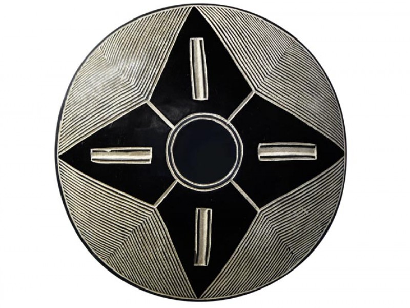 Carved Wood Shield with Star - 12