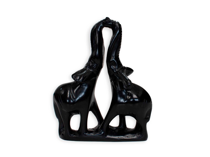 Black Soapstone Elephant Pair 