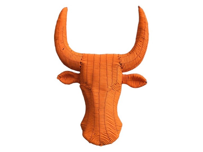 Large Rope Bull Head Wall Hanging &ndash; Bright Orange
