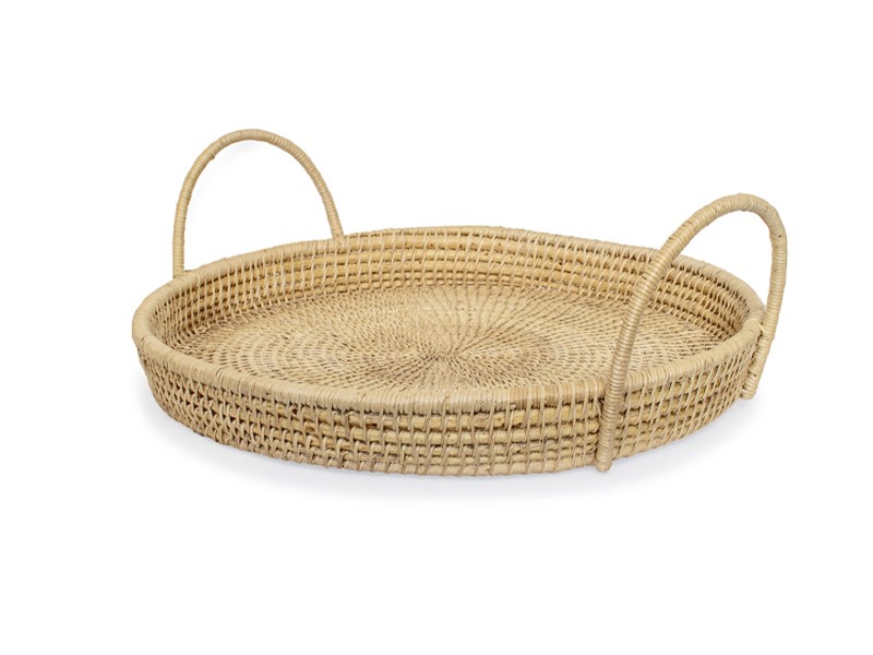 Woven Basket Tray with Handles