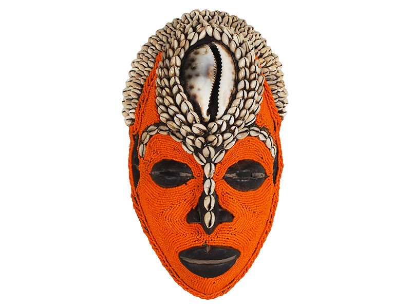 Bamileke Orange Beaded Mask - Small