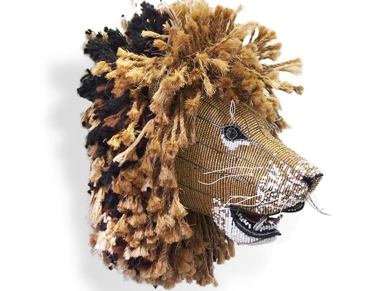 Bead and Wire Rope Lion Wall Hanging