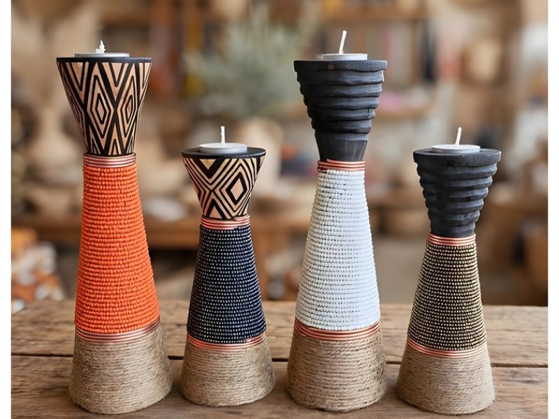 Upright Beaded Tea Light Holder