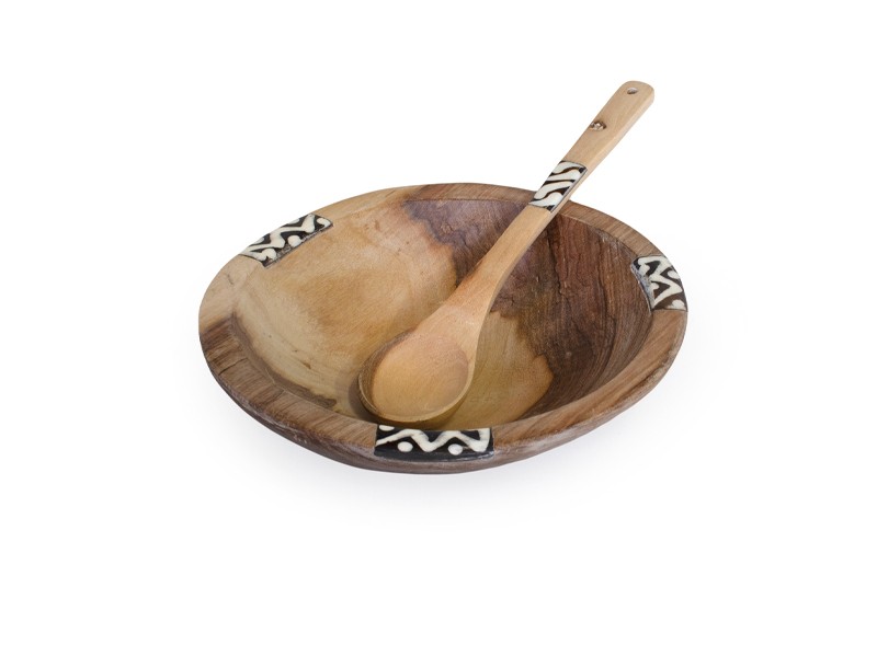 Wooden Bowl with Matching Wooden Teaspoon 