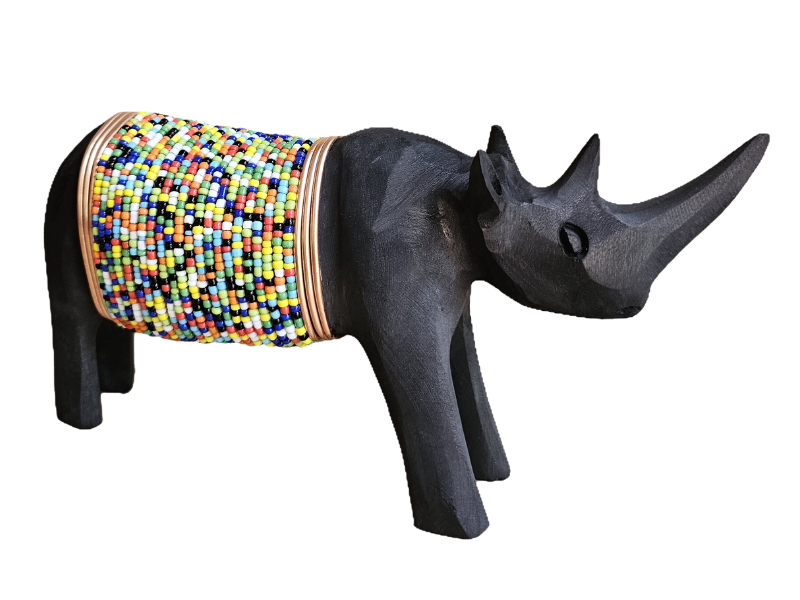 Small Black Rhino with mixed beads
