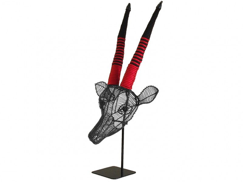 Charcoal with Red and Black Rope on Stand