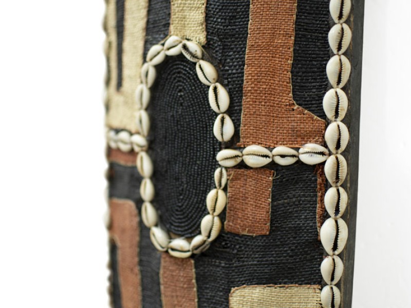 Rectangle Rectangle Shield with Kuba Cloth - Black Beads