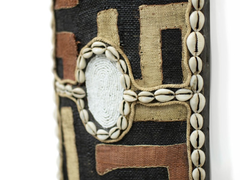 Rectangle Rectangle Shield with Kuba Cloth - White Beads