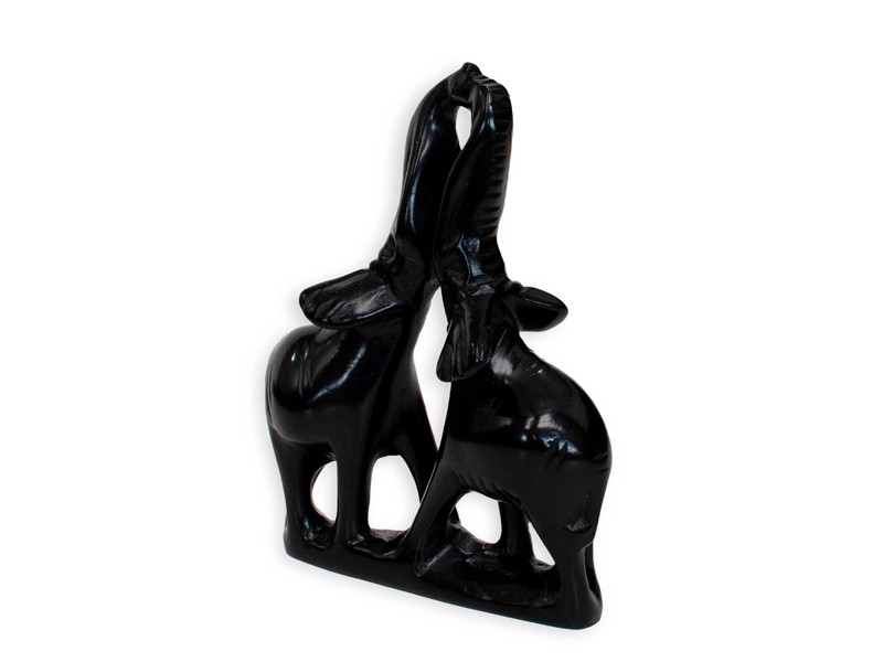 Black Soapstone Elephant Pair | Handcrafted African Décor