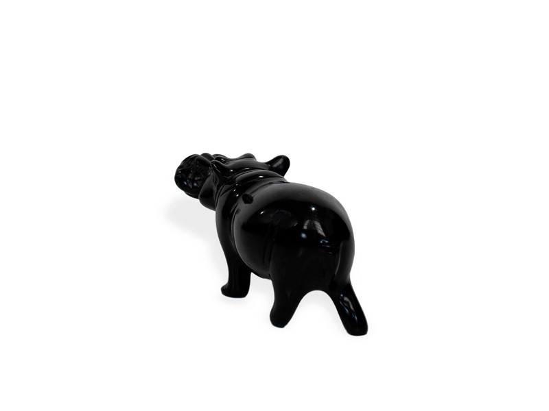 Black Soapstone Hippo | Handcrafted African Art Decor