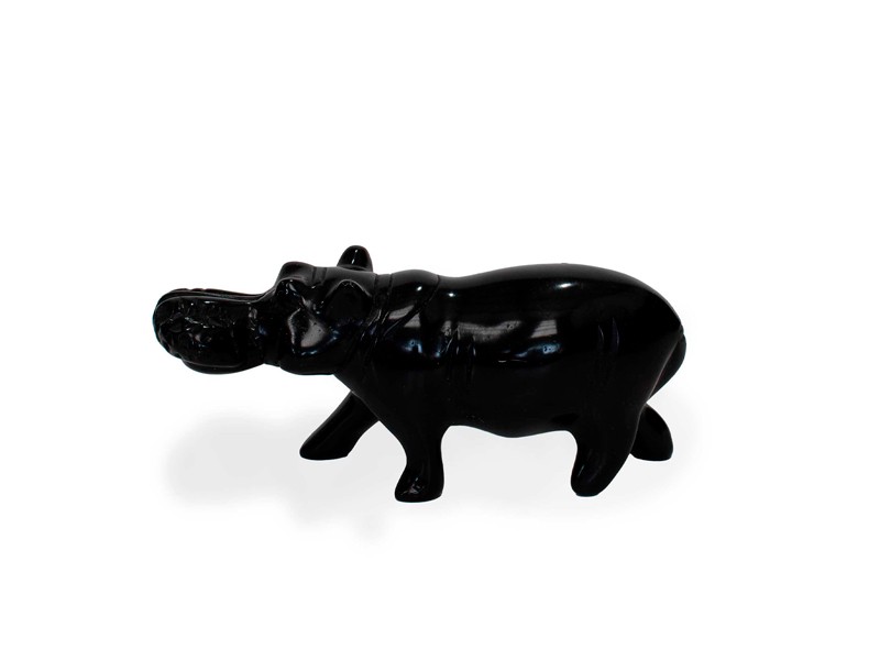 Black Soapstone Hippo | Handcrafted African Art Decor