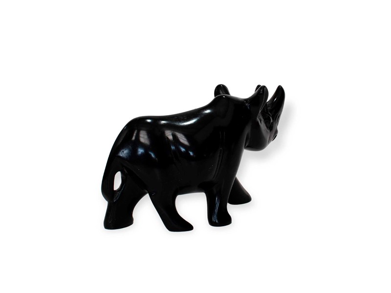 Black Soapstone Rhino | Handcrafted African Art Decor