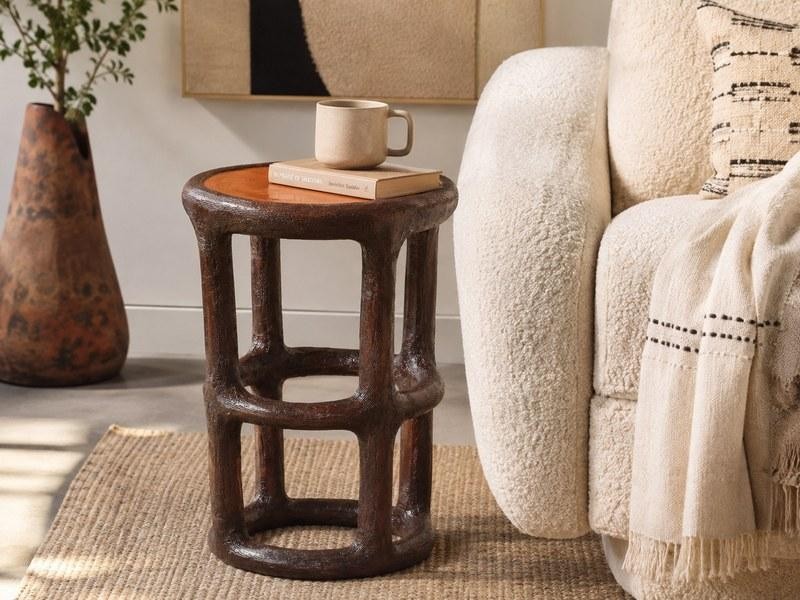Sculptural Terracotta Ceramic Side Table
