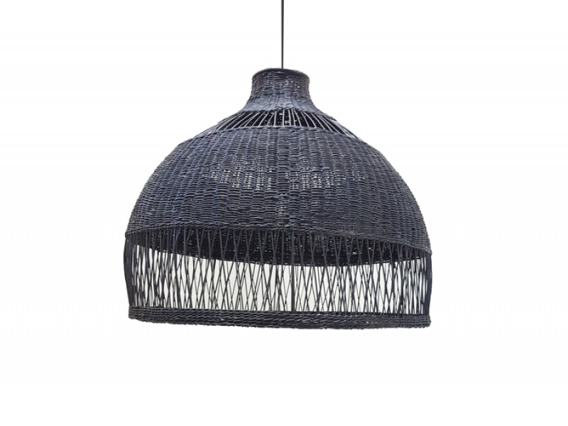 black wicker light fixture