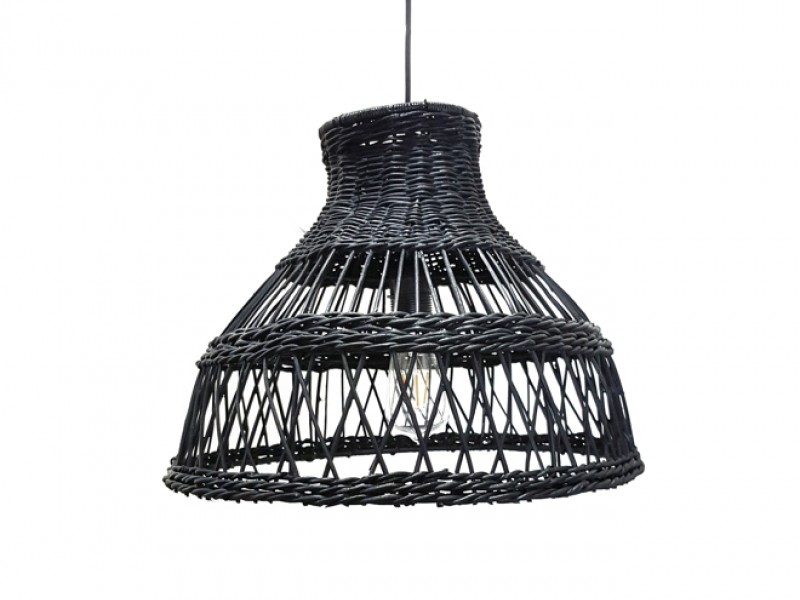 black wicker light fixture