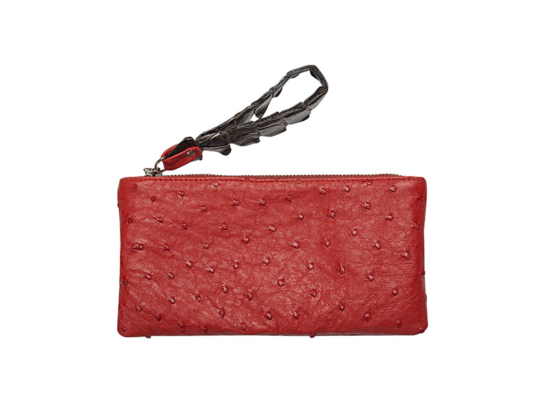 Candy Clutch - Small - Ostrich Leather With Croc Wristlet