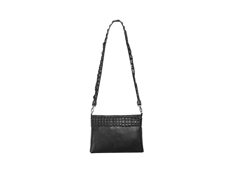 Sarah Clutch - Large - Leather With Croc All Round Top & Croc Sling