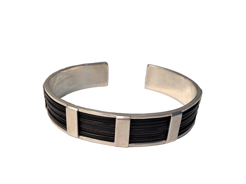Gents 15mm Silver And Elephant Hair Bangle
