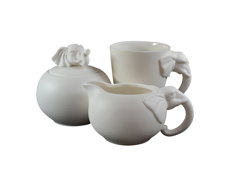 Porcelain Afrique Elephant Creamer And Sugar Bowl Set