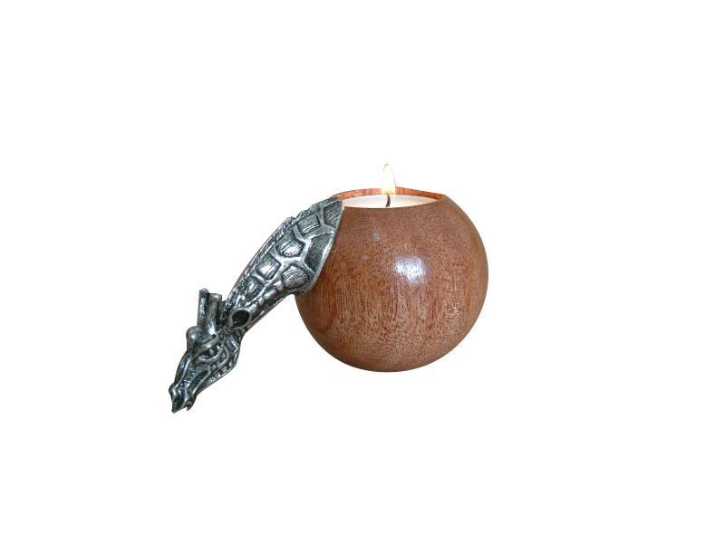 Ball Wood Candle Holder
