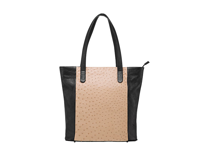 Shani Tote - Leather With Ostrich Insert